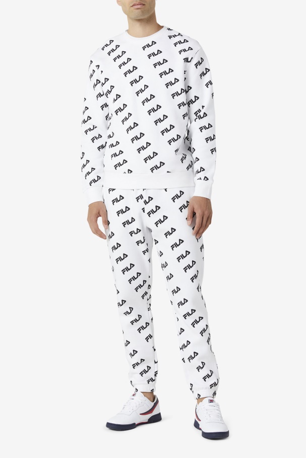 White/Black Fila UK Diagonal Logo Jogger