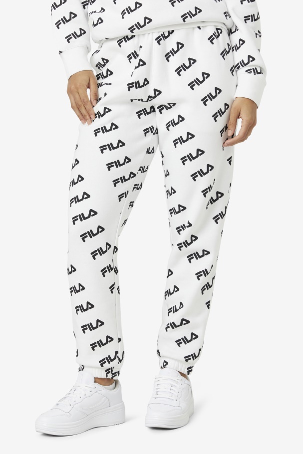 White/Black Fila UK Diagonal Logo Jogger