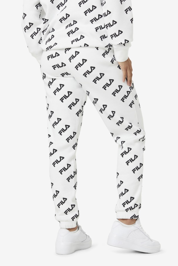 White/Black Fila UK Diagonal Logo Jogger