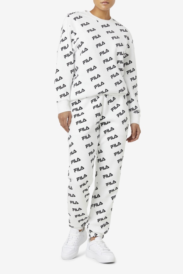 White/Black Fila UK Diagonal Logo Jogger