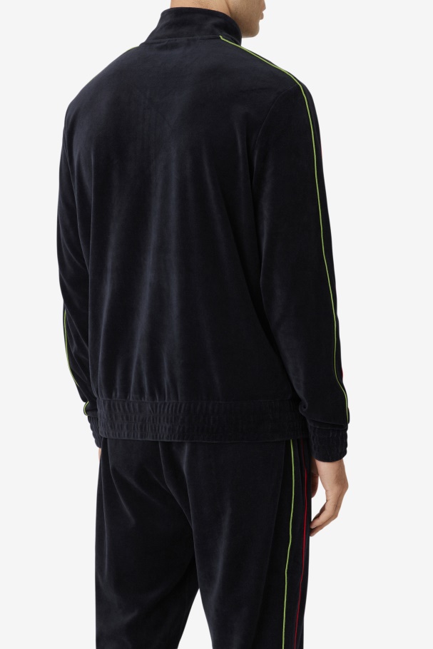 Deverall Velour Jacket Fila UK Black/Red/Forest Green