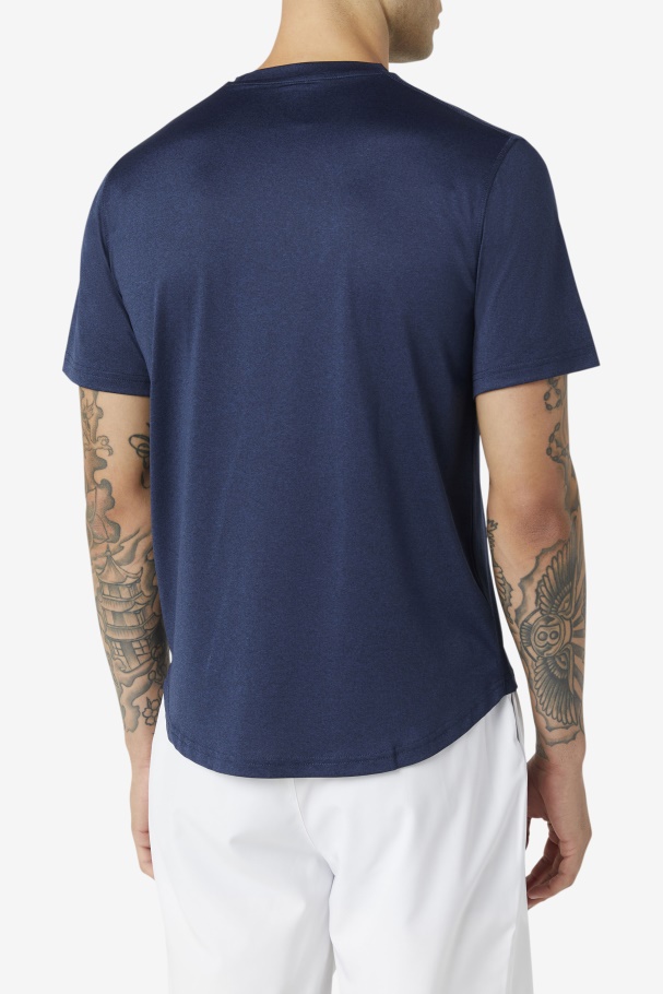 Pickleball Scallop Hem Crew Fila UK Navy Heather