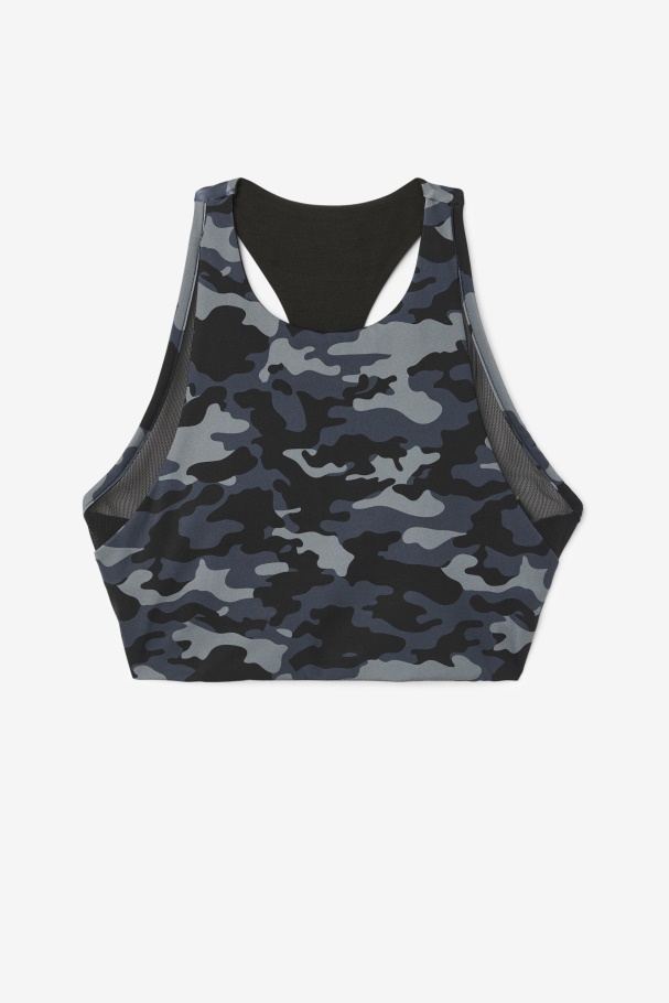 Dark Camo/Black Fila UK Uplift T-Back Sports Bra