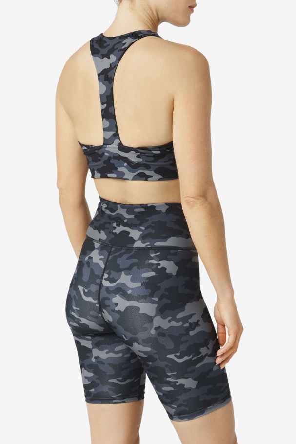 Dark Camo/Black Fila UK Uplift T-Back Sports Bra