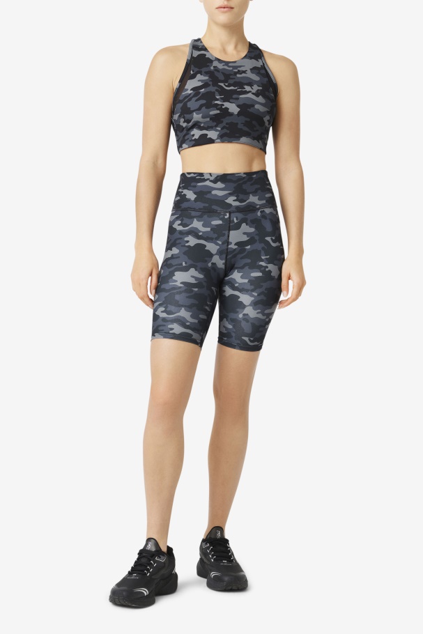 Dark Camo/Black Fila UK Uplift T-Back Sports Bra