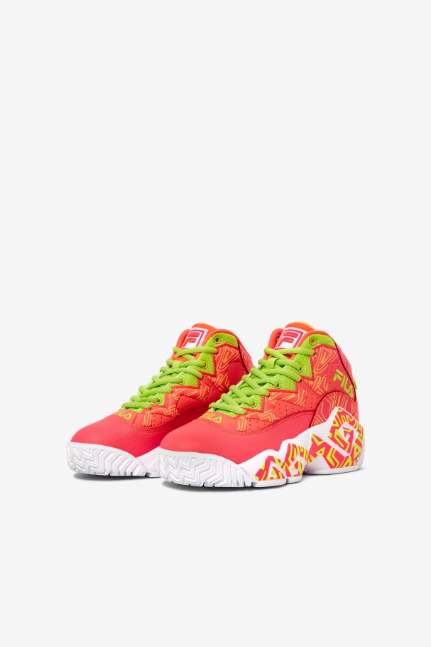 Fila UK Big Kids\' MB Fiery Coral/White/Lime Punch