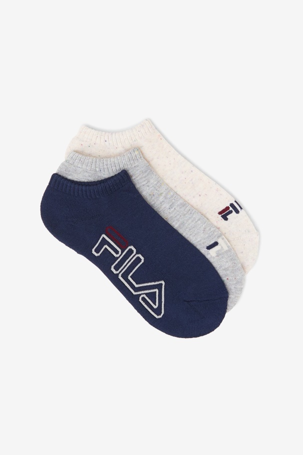 Fila UK Women's Speckle Stripe No Show Sock 3-Pack White