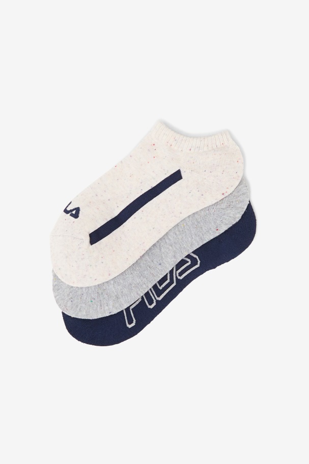 Fila UK Women\'s Speckle Stripe No Show Sock 3-Pack White