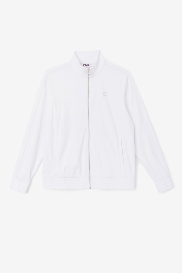 White Fila UK Deverall Velour Jacket