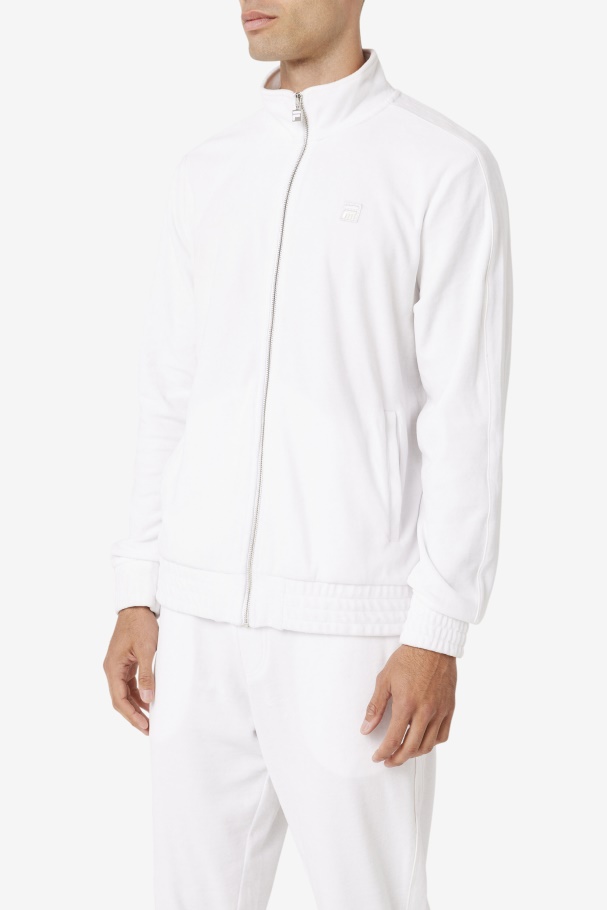 White Fila UK Deverall Velour Jacket