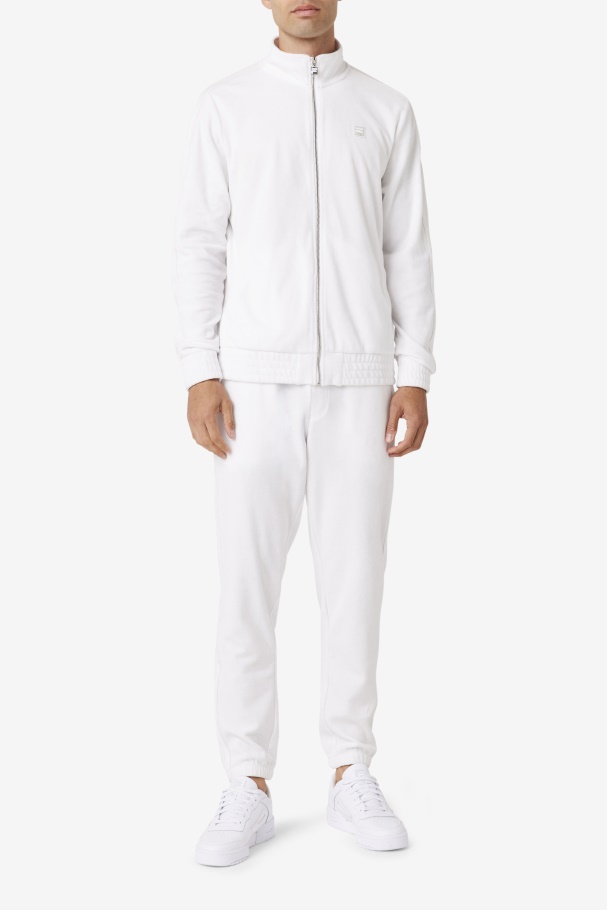 White Fila UK Deverall Velour Jacket