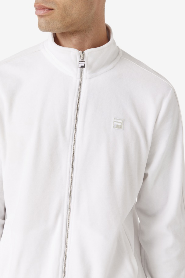 White Fila UK Deverall Velour Jacket
