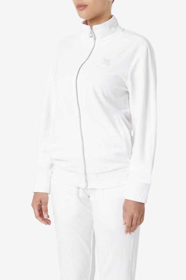 White Fila UK Deverall Velour Jacket