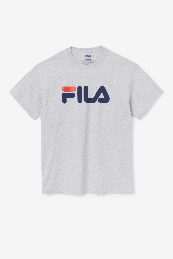 Fila UK Grey Heather/Navy/Red Men's Logo Tee