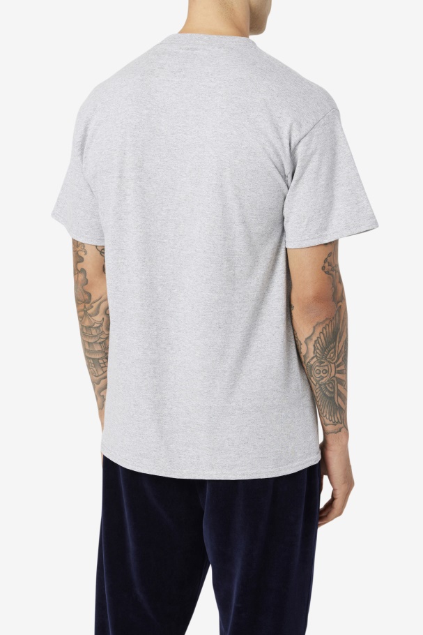 Fila UK Grey Heather/Navy/Red Men\'s Logo Tee