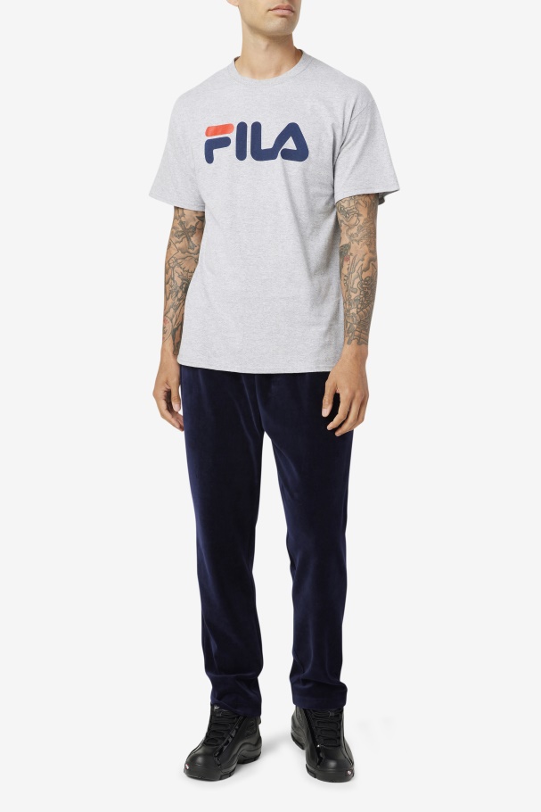 Fila UK Grey Heather/Navy/Red Men\'s Logo Tee
