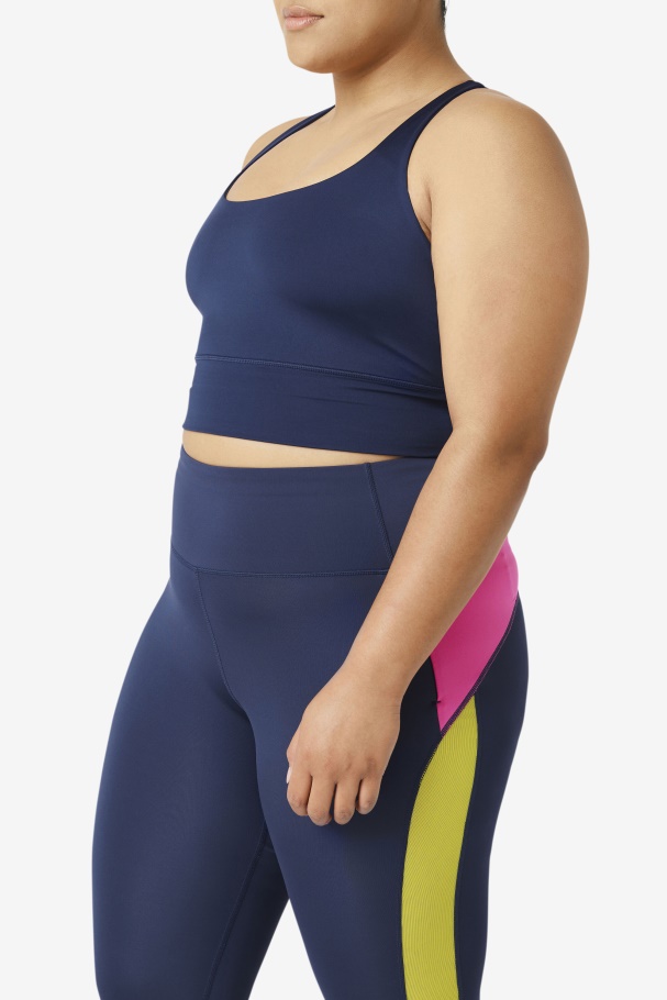 Navy Fila UK Uplift Cross Back Bra Top