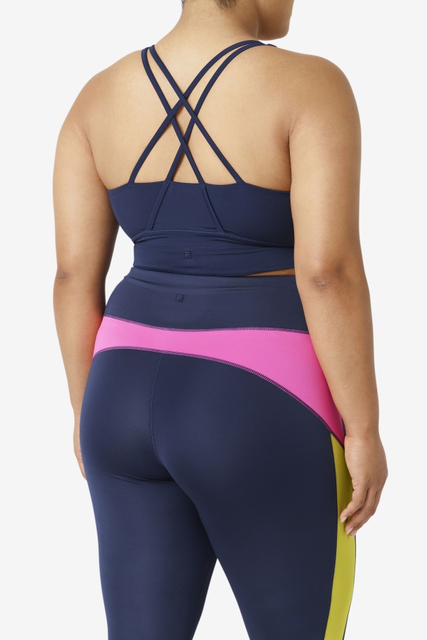 Navy Fila UK Uplift Cross Back Bra Top