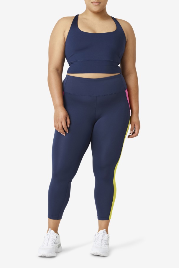Navy Fila UK Uplift Cross Back Bra Top