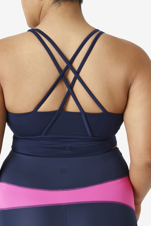 Navy Fila UK Uplift Cross Back Bra Top