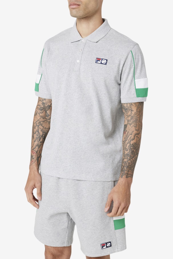 Fila UK Coda Polo Light Grey/Jelly Bean/White