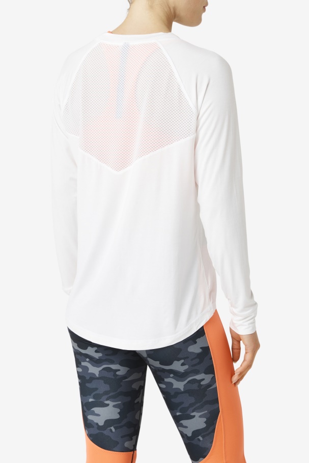 Fila UK Fi-Lux Mesh Back Long Sleeve Crew White