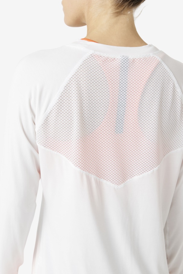Fila UK Fi-Lux Mesh Back Long Sleeve Crew White