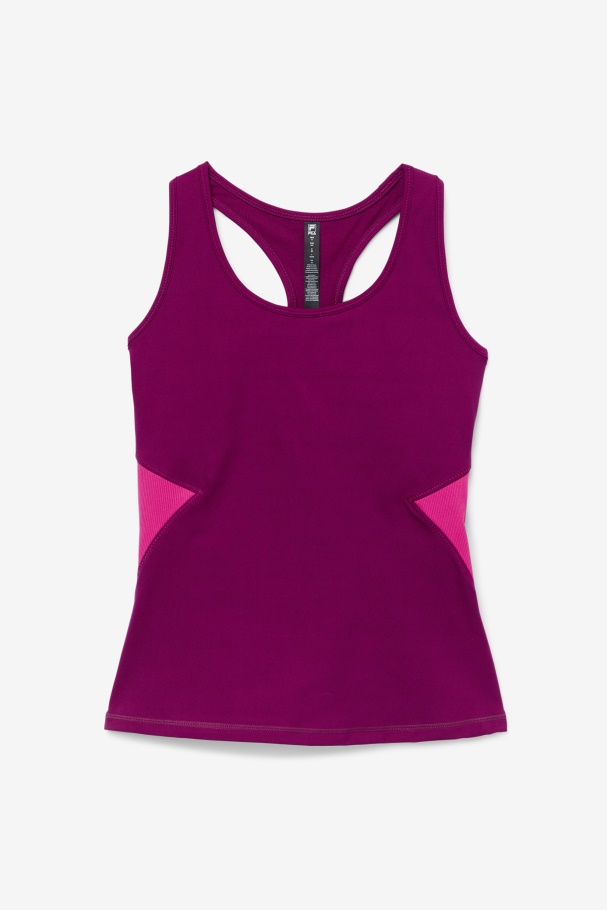 Magenta Purple/Bright Pink Fila UK Uplift Open Racerback Tank Top