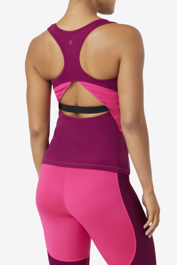 Magenta Purple/Bright Pink Fila UK Uplift Open Racerback Tank Top