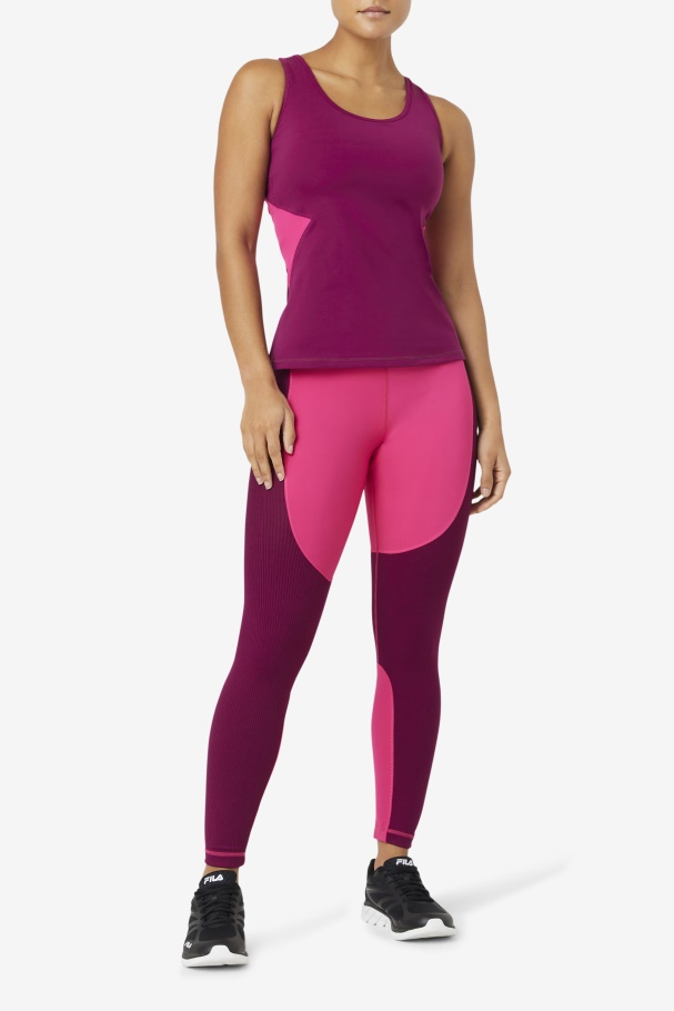 Magenta Purple/Bright Pink Fila UK Uplift Open Racerback Tank Top