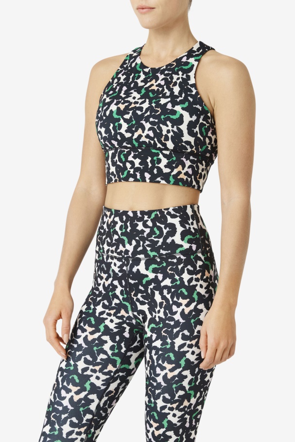 Uplift High Neck Sports Bra Fila UK Black Animal