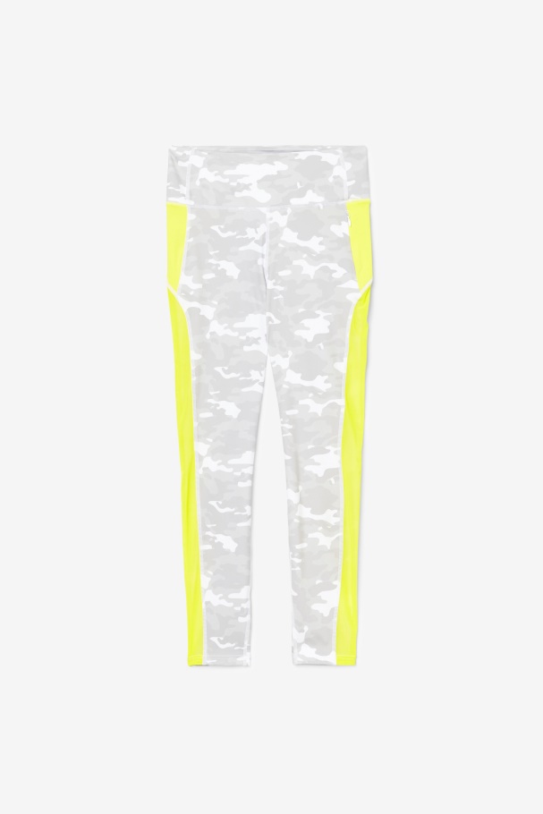 Forza Contrast 7/8 Leggings White/Sulphur Fila UK