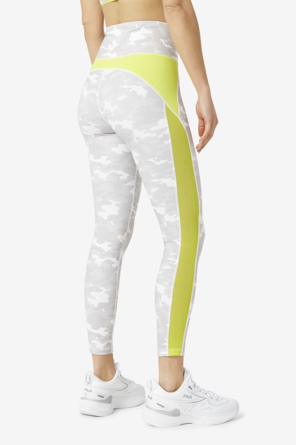 Forza Contrast 7/8 Leggings White/Sulphur Fila UK