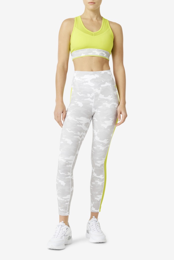 Forza Contrast 7/8 Leggings White/Sulphur Fila UK
