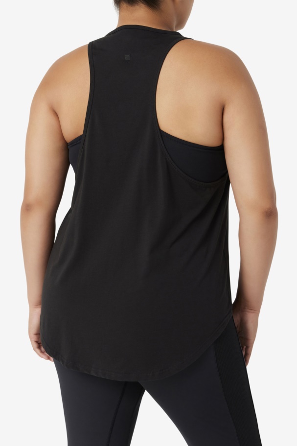 Fila UK Black Fi-Lux Long Tank Top