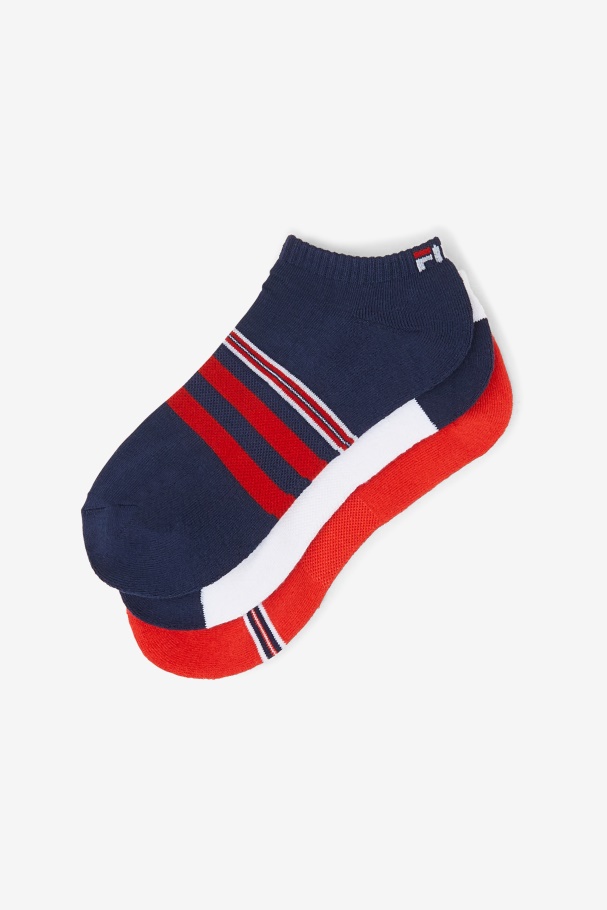 Fila UK Navy Men\'s Striped No Show Sock 3-Pack