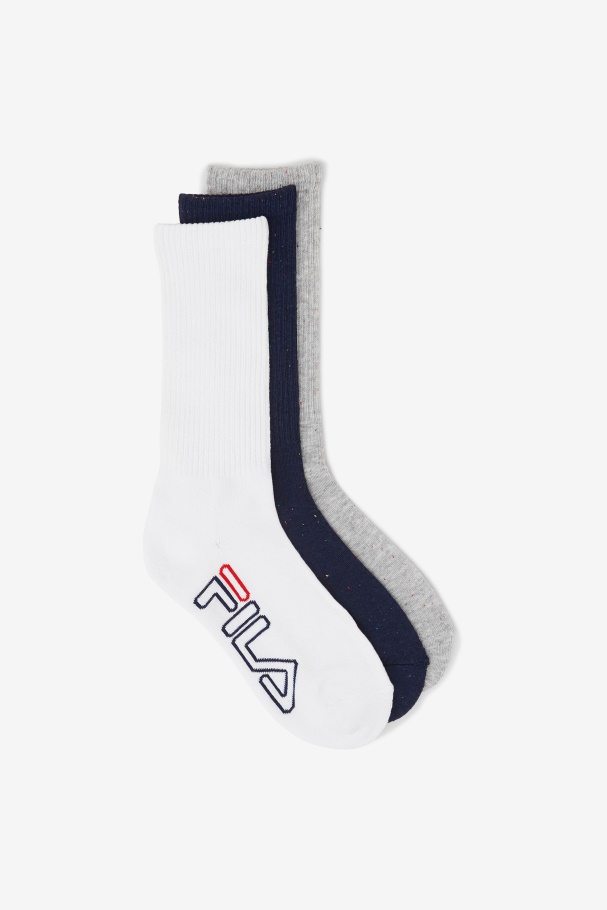Fila UK Navy Women's Speckle Stripe Crew Sock 3-Pack