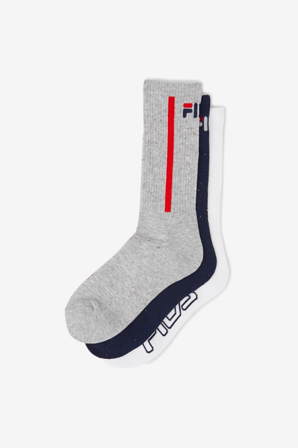 Fila UK Navy Women\'s Speckle Stripe Crew Sock 3-Pack