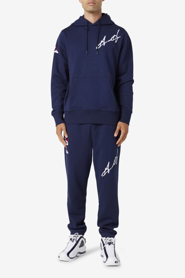 Navy Grant Hill Lazarus Hoodie Fila UK
