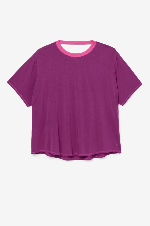 Fila UK Fi-Lux Short Sleeve Top Magenta Purple