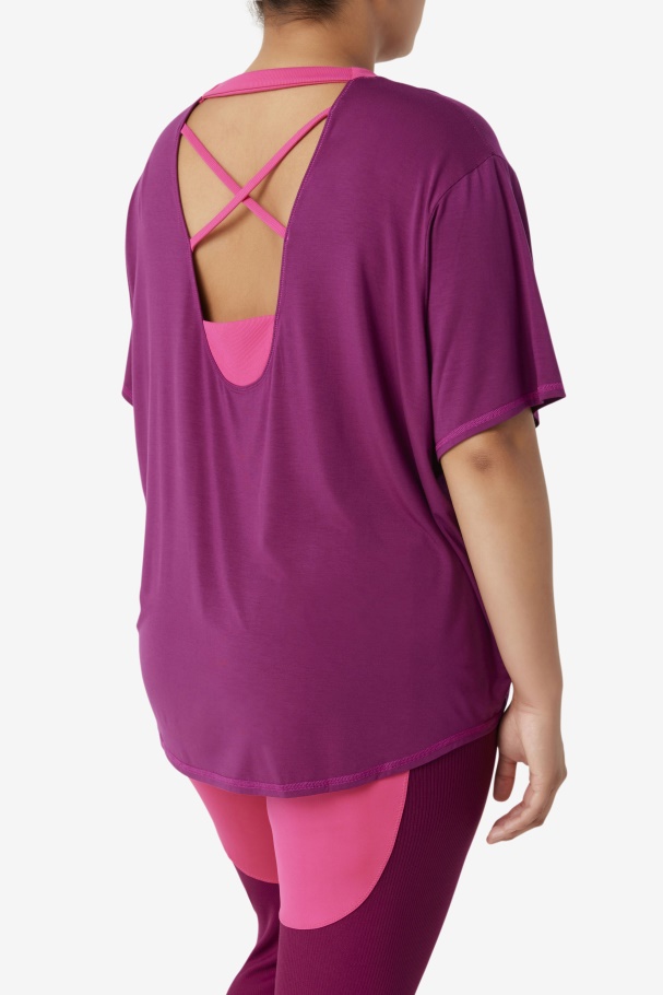 Fila UK Fi-Lux Short Sleeve Top Magenta Purple