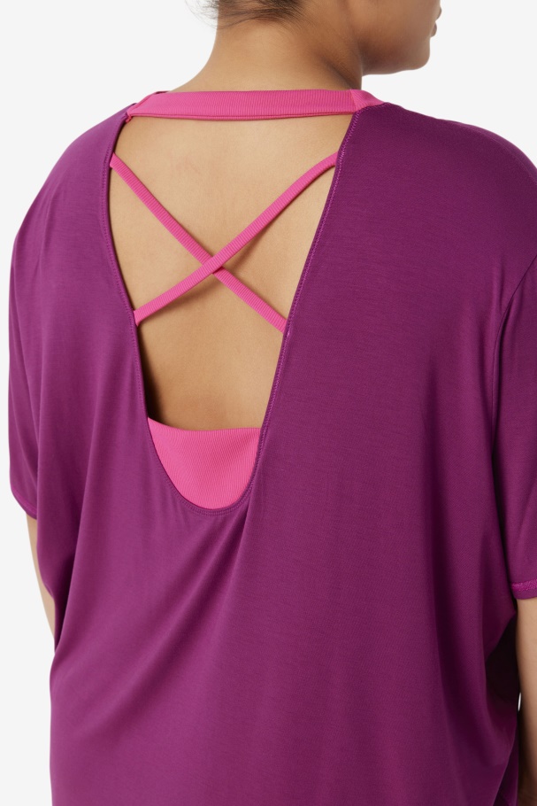 Fila UK Fi-Lux Short Sleeve Top Magenta Purple