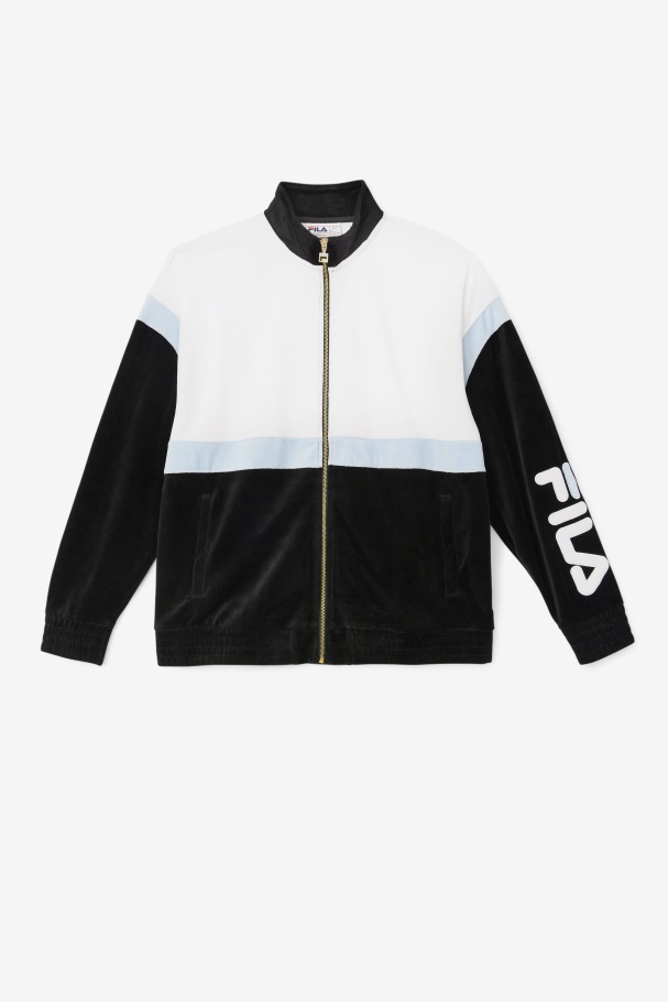 Black/White/Skyway Fila UK Mansur Velour Jacket
