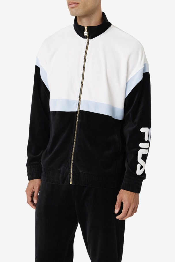 Black/White/Skyway Fila UK Mansur Velour Jacket