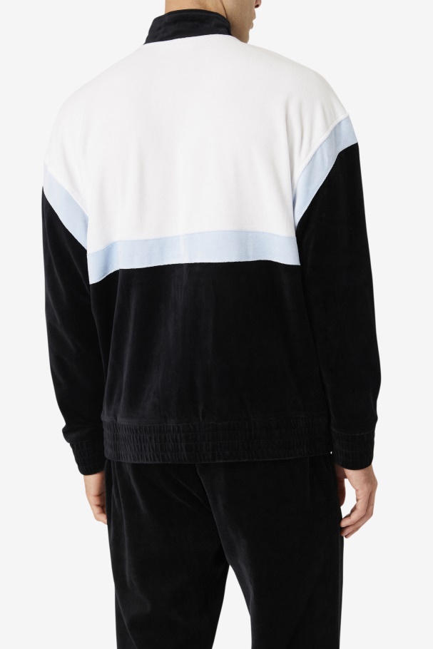 Black/White/Skyway Fila UK Mansur Velour Jacket