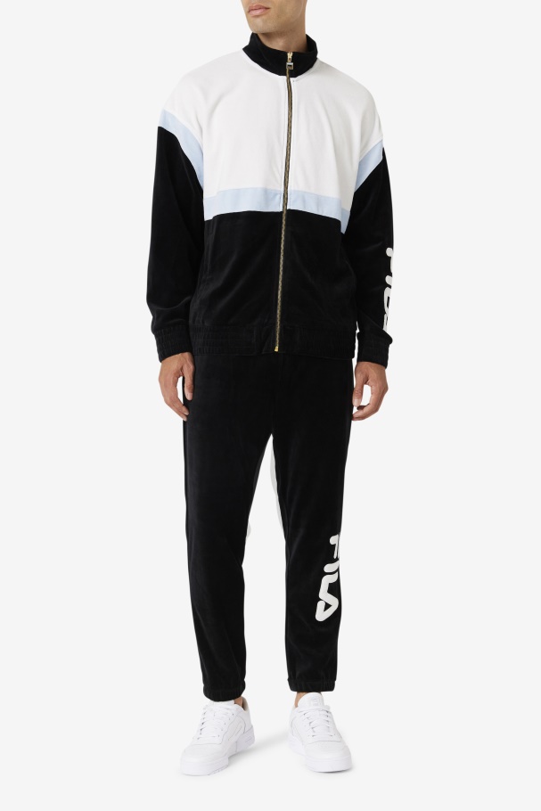 Black/White/Skyway Fila UK Mansur Velour Jacket