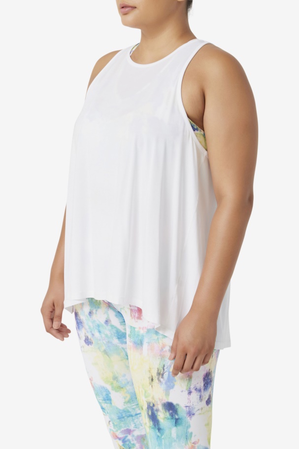 White Fila UK Fi-Lux Open Back Tank Top