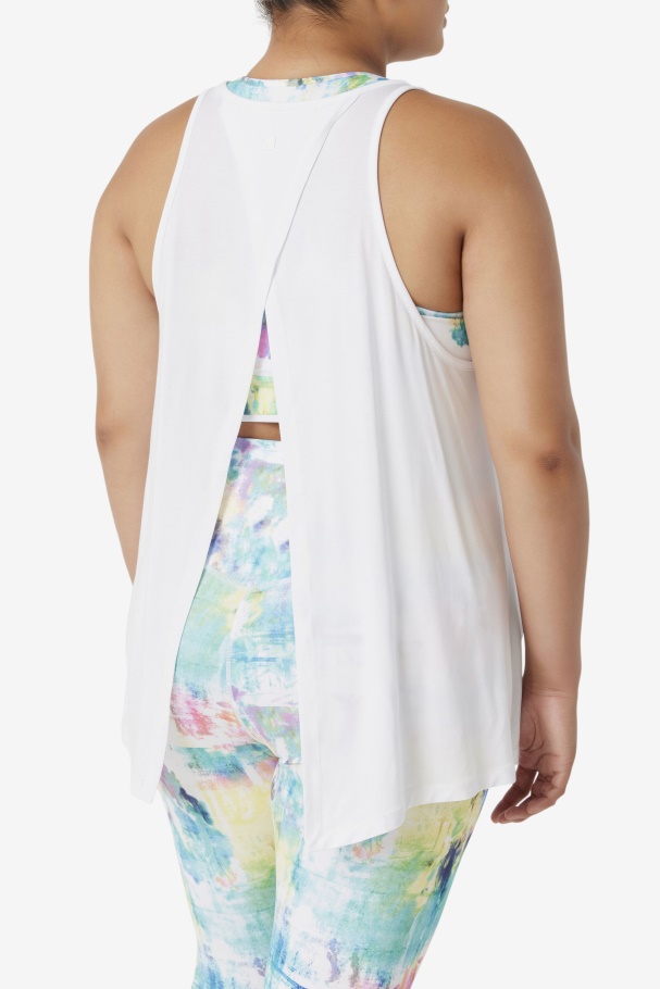 White Fila UK Fi-Lux Open Back Tank Top