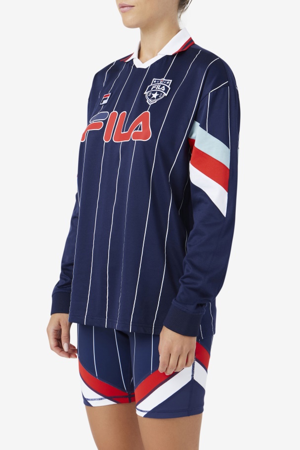 Navy/White/Red Fila UK Zorra Goalie Jersey