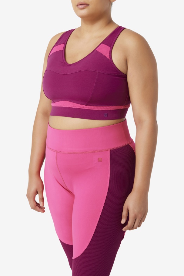 Magenta Purple/Bright Pink Fila UK Uplift Racerback Sports Bra